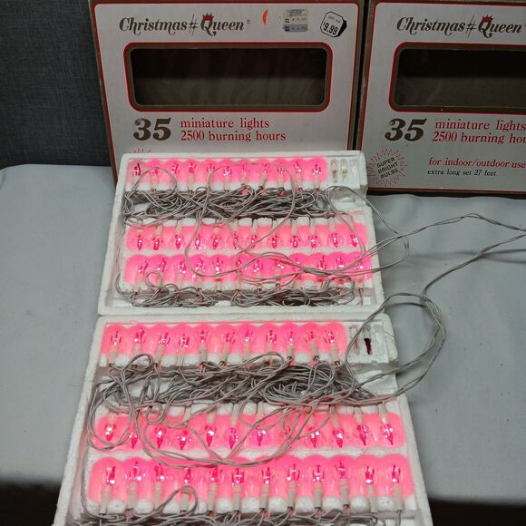 VTG XMAS Lights Petal Reflectors Indoor Outdoor 70 PINK Set NEW 70s 80s RARE - Picture 2 of 9